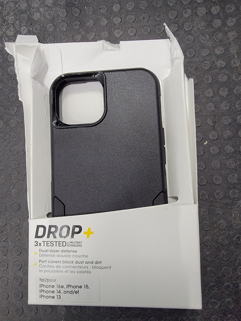 Otterbox Black Protective Phone Case for iPhone 16e, 15, 14, 13 Drop+